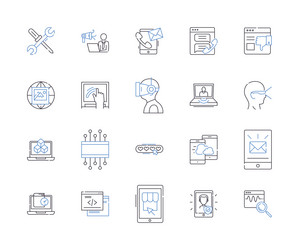 apps and hardware outline icons collection app vector image