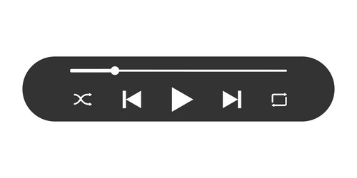 audio player loading progress bar and buttons vector