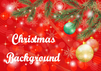 christmas background with fir and balls vector image