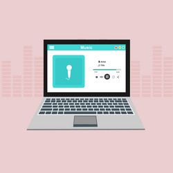 media player application app template with flat vector image