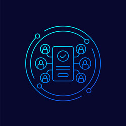 users icon with a smart phone linear design vector image
