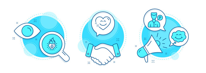 heart flame smile and chat icons set valet vector