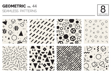 minimal geometric seamless patterns set vector image