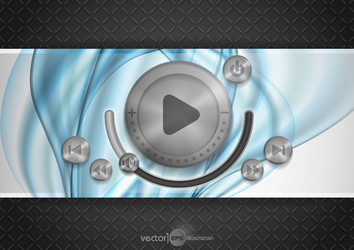 abstract technology app icon with music button vector image