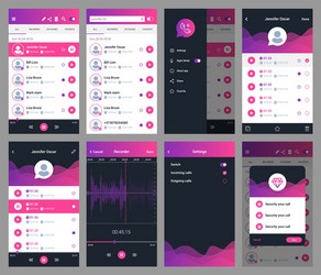 Call recorder ui app mobile user interface vector