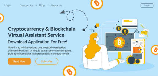 cryptocurrency and blockchain virtual assistant vector image