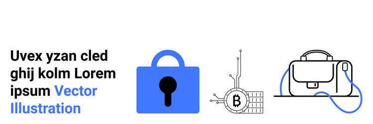 cybersecurity and blockchain solutions lock vector image