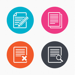 Document icons search delete and edit file vector