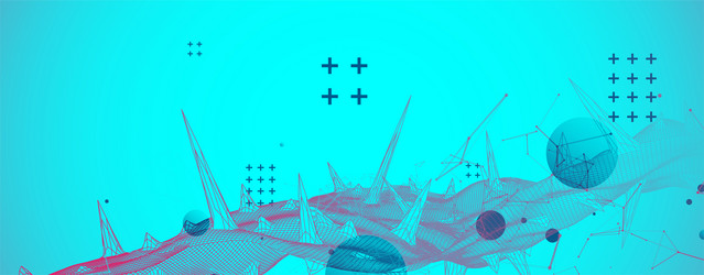 wireframe science background with plexus effect vector image