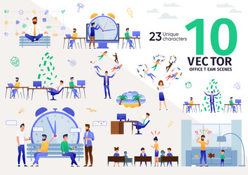 Set office worker time management emotions work Vector Image