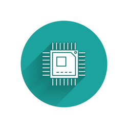 white computer processor with microcircuits cpu vector image