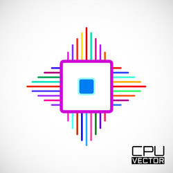cpu microprocessor microchip circuit board vector image