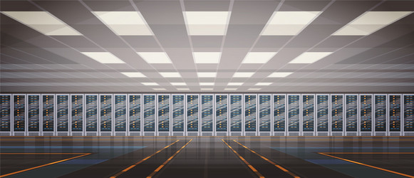 Data center room hosting server computer vector