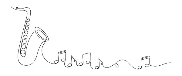 saxophone with notes in one continuous line vector image