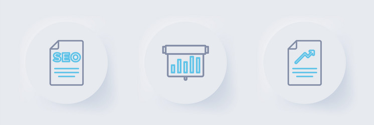 set line document with graph chart board and seo vector image