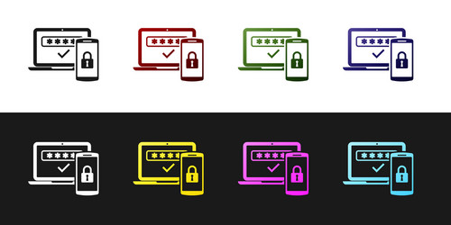 Set multi factor two steps authentication icon vector