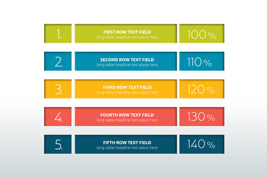 table schedule design template with 5 row banner vector