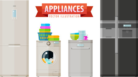 Appliances icons set of elements - refrigerator vector