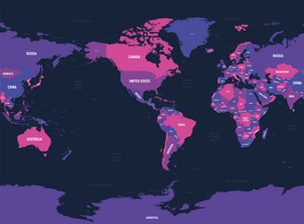 Detailed World Map - Americas Vector Image