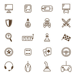 gambling table and computer game thin line icon vector image