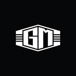 Gm letter logo monogram hexagon emblem shape Vector Image