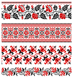 Ukrainian Floral Embroidery Vector Image