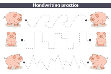 Handwriting practices with pigs children Vector Image