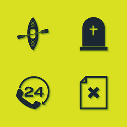 set kayak and paddle delete file document vector image