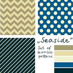 set of simple seamless geometric patterns seaside vector