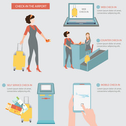 Airport security check-in banner vertical set Vector Image