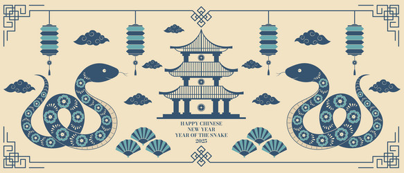 Happy chinese new year 2025 background with snake vector