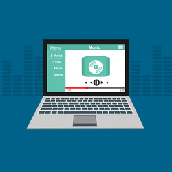 media player application app template with flat vector image
