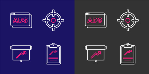 set line clipboard with graph chart board target vector image
