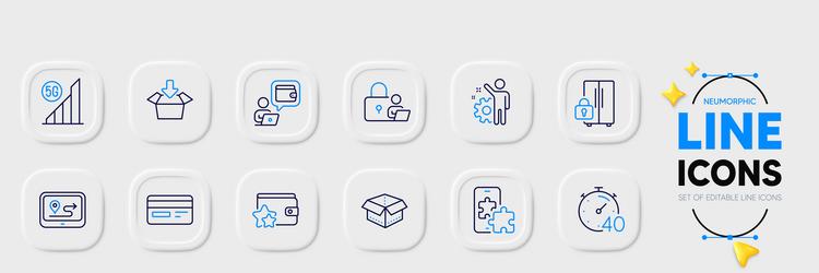 5g wifi open box and get line icons for web vector image