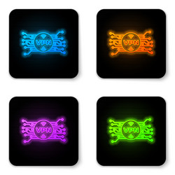 glowing neon vpn in circle with microchip circuit vector image