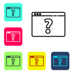 Black line browser with question mark icon vector