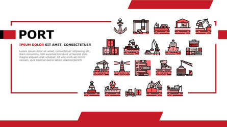 Container port tool landing header vector