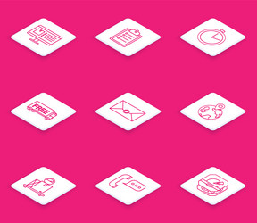 set line computer monitor with app delivery vector image