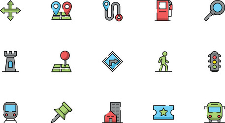 bundle maps and navigation icons vector image