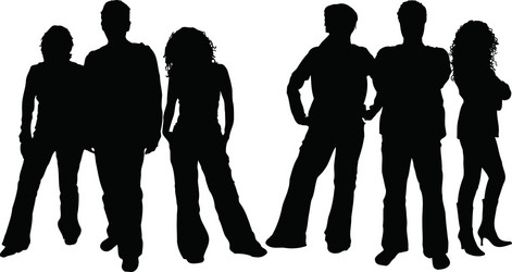 Friends Silhouette Group Vector Image