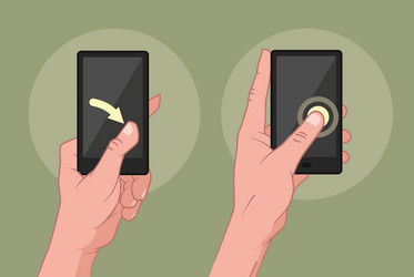 hands using mobile device vector