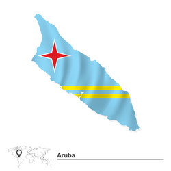 Map of aruba with flag vector