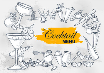 Template different types cocktail for menu vector