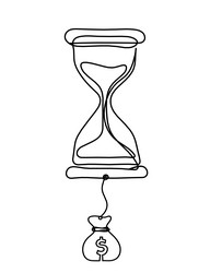 abstract clock with dollar as line drawing vector image
