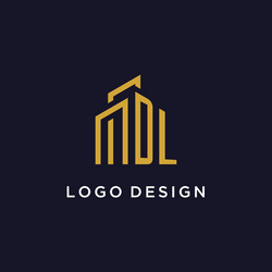 dl initial monogram with building logo design vector image