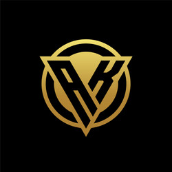 ak logo monogram with triangle shape and circle vector image