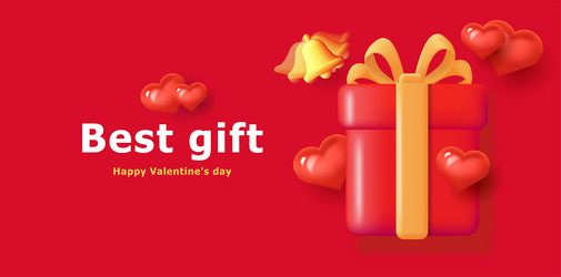 Best valentine gift banner with 3d box vector