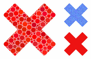 Delete x-cross mosaic icon round dots vector