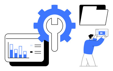 digital tools and data management with analytics vector image