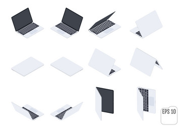 Flat isometric laptops notebooks vector